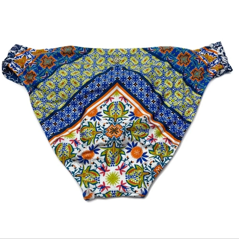 Nanette Lepore Patchwork Siren Printed Bikini Swim Bottoms Blue Size 12